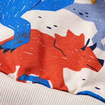 Sweatshirt mit Dino-Muster, blau & rot & gelb, Gr. 116 ALANA