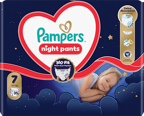 Éjszakai bugyipelenka, 7-es méret, 15kg+ Pampers night pants