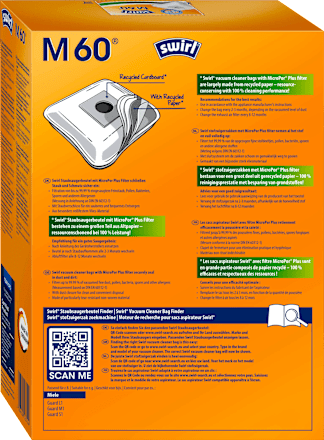 Staubsaugerbeutel  M60 MicroPor Swirl