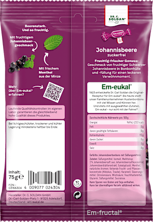 Bonbon, Johannisbeere, gefüllt, zuckerfrei Em-eukal