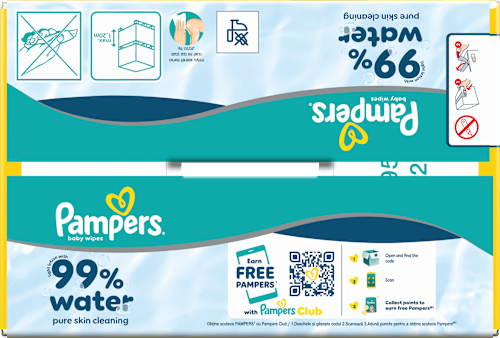Vlhčené utierky 99% water 9 x 60 Pampers baby-dry