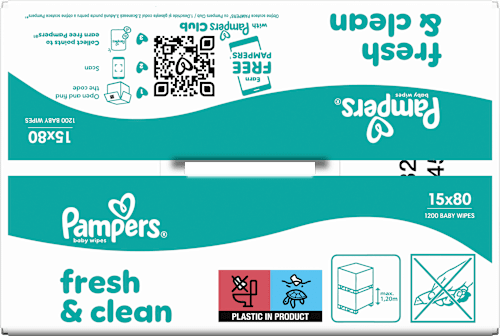 Vlhčené utierky Fresh Clean  15 x 80 Pampers