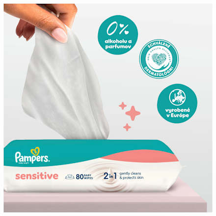 Vlhčené utierky Sensitive 2v1, 15 x 80 Pampers