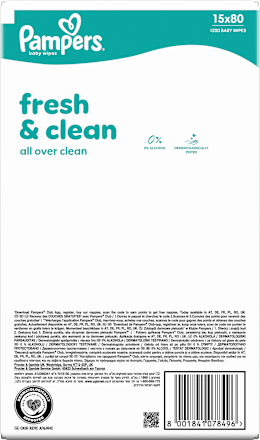 Vlhčené utierky Fresh Clean  15 x 80 Pampers