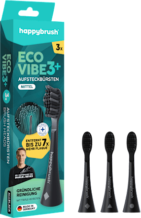 Aufsteckbürsten Eco Vibe 3+ All Black happybrush