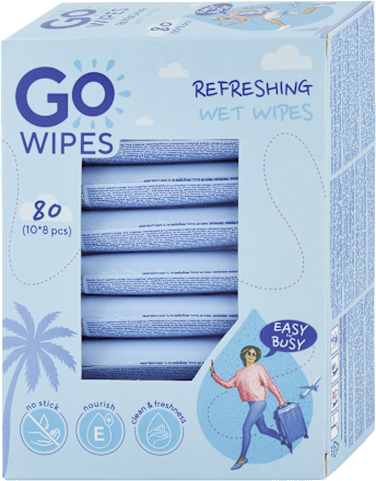 Osviežujúce vlhčené utierky GO WIPES