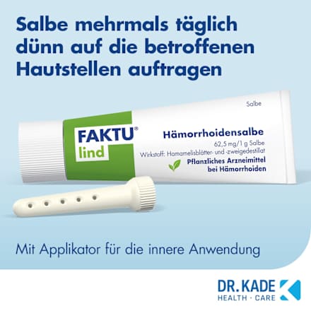 Faktu lind Hämorrhoidensalbe 62,5 mg / 1 g Salbe Wirkstoff: Hamamelisblätter- und -zweigedestillat FAKTU lind