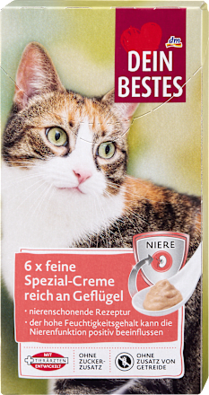 Katzenleckerli Cremesnack reich an Geflügel, Spezial Niere (6x16 g) Dein Bestes