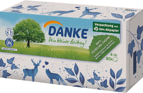 Taschentücher Box 100% Recycling-Fasern Danke