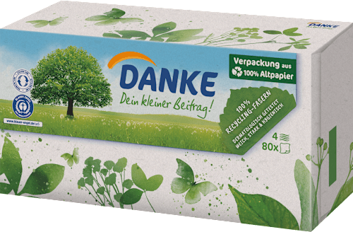 Taschentücher Box 100% Recycling-Fasern Danke