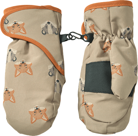 Fäustlinge mit Fuchs-Muster, braun, Gr. 1 PUSBLU
