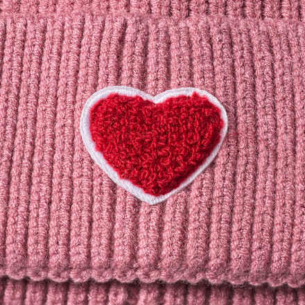 Strickmütze mit Herz-Applikation, rosa, Gr. 52/53 PUSBLU