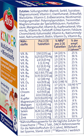Multivitamine für Kinder Schmelztabletten 75 St Abtei