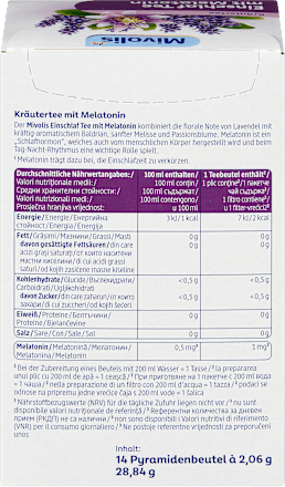 Kräutertee, Einschlaf Tee mit Melatonin (14 Beutel) Mivolis