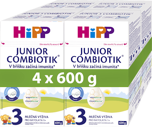 pokračovací mléčná kojenecká výživa 3 Combiotik 12m, 4 x 600g HiPP