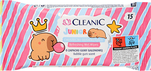Junior Antibakteriális frissítő törlőkendő Cleanic