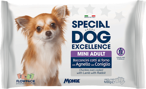 Multi pakiranje mokre hrane za odrasle pse malih pasem Jagnjetina + Zajec, 4x100 g SPECIAL DOG EXCELLENCE