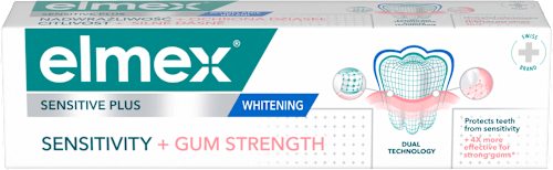 Belilna zobna pasta Sensitive Plus Sensitivity + Gum Strength za občutljive zobe in dlesni elmex