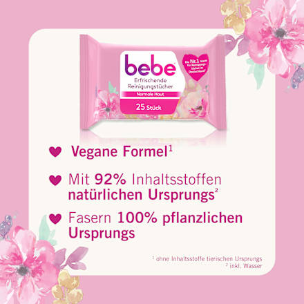 Abschminktücher erfrischend mit Rosenwasser bebe