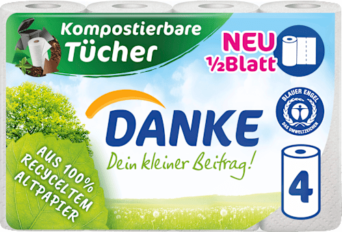 Küchenrolle Halbblatt 3-lagig (4x100 Blatt) Danke