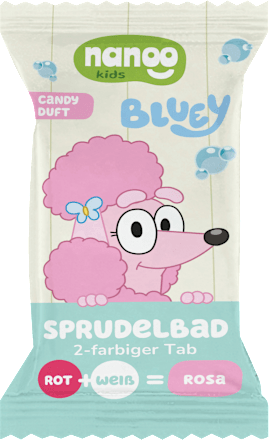 Šumivá tableta do kúpeľa pre deti BLUEY tyrkysová alebo ružová nanoo kids