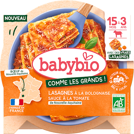příkrm boloňské lasagne s farmářským hovězím masem babybio
