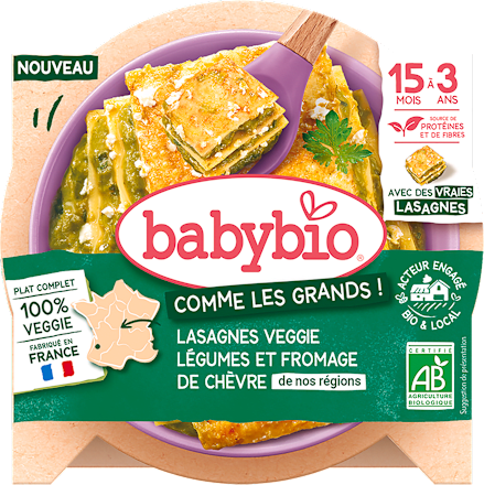 zeleninové lasagne s kozím sýrem babybio