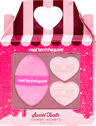 Sweet Tooth Candy Hearts puff trio set za puder REAL TECHNIQUES