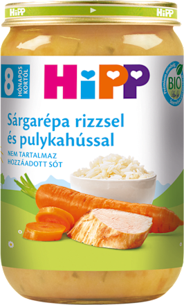 Bio juniormenü sárgarépával, rizzsel és pulykával  8 hónapos kortól HiPP