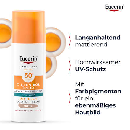 Eucerin Sun Protection Oil Control Tinted Dry Touch Sun Gel-Creme Mittel LSF 50+  Eucerin