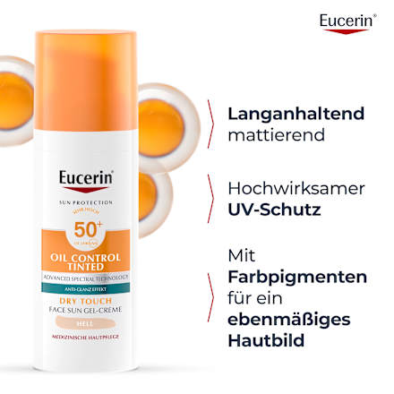 Eucerin Sun Protection Oil Control Tinted Dry Touch Face Sun Gel-Creme LSF 50+ Hell Eucerin