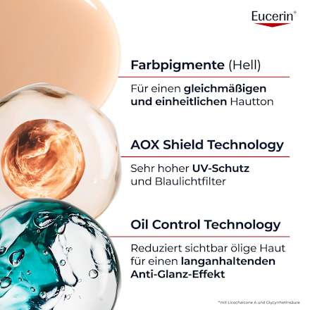 Eucerin Sun Protection Oil Control Tinted Dry Touch Face Sun Gel-Creme LSF 50+ Hell Eucerin