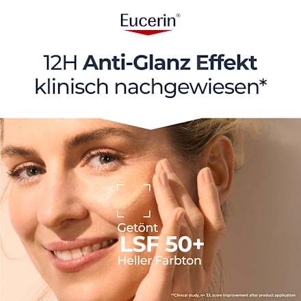 Eucerin Sun Protection Oil Control Tinted Dry Touch Face Sun Gel-Creme LSF 50+ Hell Eucerin
