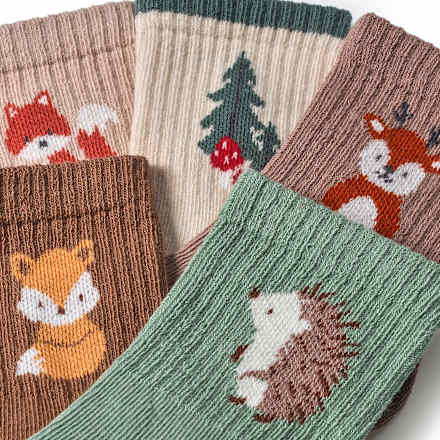 Tennissocken mit Waldtier-Motiven, braun, Gr. 23/26 ALANA