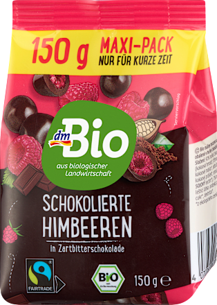 Schokolierte Himbeeren in Zartbitter dmBio