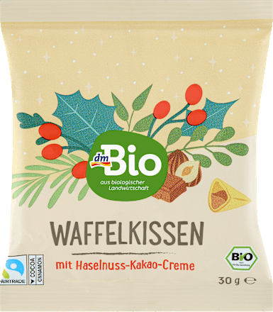 Waffelkissen mit Haselnuss-Kakao-Creme, Adventskalender zum Selbstgestalten 2026 dmBio