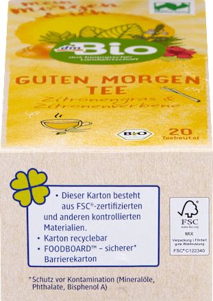 Kräutertee "Guten Morgen" mit Zitronengras & Zitronenverbene (20 Beutel) dmBio