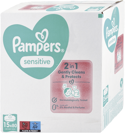 Vlhčené utierky Sensitive 2v1, 15 x 80 Pampers