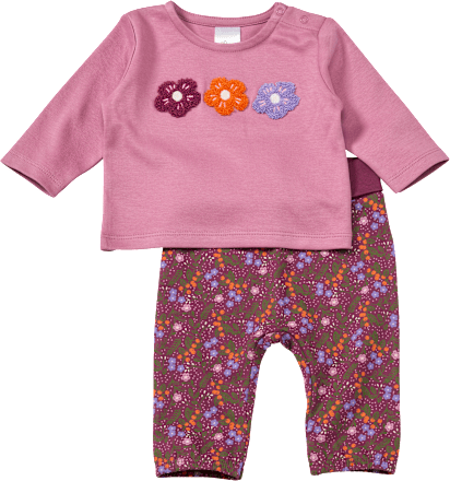 Set mit Langarmshirt & Hose mit Blüten-Applikation, lila, Gr. 56
 ALANA