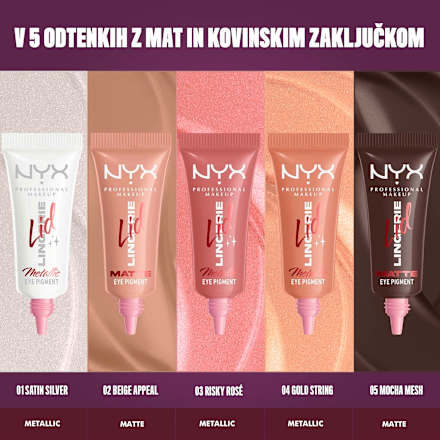 Tekoče senčilo za veke Lid Lingerie Metallic, 04 Risky Rosé NYX PROFESSIONAL MAKEUP