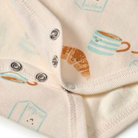 Body Langarm mit Milch-und-Croissant-Muster, beige, Gr. 86/92 ALANA