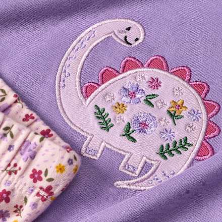 Schlafanzug mit Blumen-Muster & Dino-Motiv, lila, Gr. 86/92 ALANA