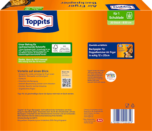 Backpapier Air Fryer rund Toppits