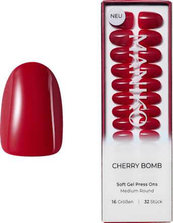 Künstliche Nägel Soft Gel Press Ons Cherry Bomb Medium Round Maniko