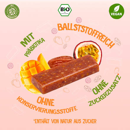 Trockenfrüchte, Fruchtsnack Mango Passionsfrucht, Softe Stückchen auf Apfelbasis N.A!