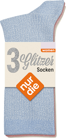 Socken mit Ripp-Struktur & Glitzer rosa + blau + weiß Gr. 39-42 nur die