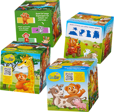 Kinder Taschentücher Box sortiert SauBär