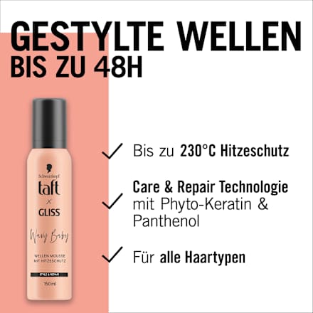 Schaumfestiger Wellenmousse Taft x Gliss Wavy Baby Schwarzkopf taft