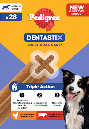 Kausnack Hund Zahnpflege DentaStix für mittelgroße Hunde, Multipack (28 Stück) Pedigree