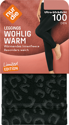 Leggings Wohlig Warm mit Leo-Muster schwarz Gr. 38/40, 100 DEN nur die